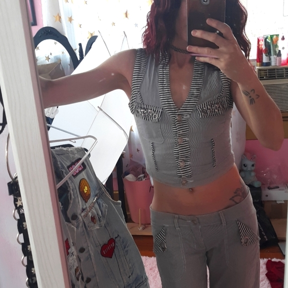 ABS Allen Schwartz Pants - NEW PICS!! 90s vintage aaliyah inspired set wideleg w/mini vest & unique pockets